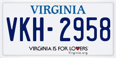 VA license plate VKH2958