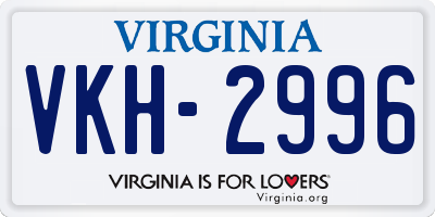 VA license plate VKH2996