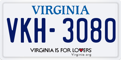 VA license plate VKH3080
