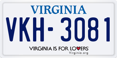 VA license plate VKH3081