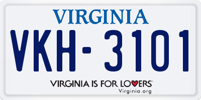 VA license plate VKH3101