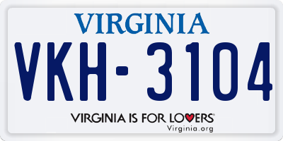 VA license plate VKH3104