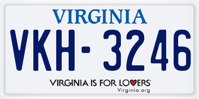 VA license plate VKH3246