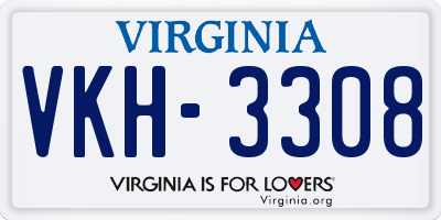 VA license plate VKH3308