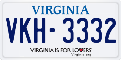VA license plate VKH3332
