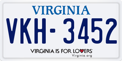 VA license plate VKH3452