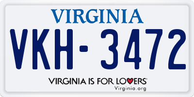 VA license plate VKH3472