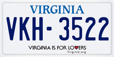 VA license plate VKH3522