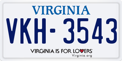 VA license plate VKH3543