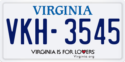 VA license plate VKH3545