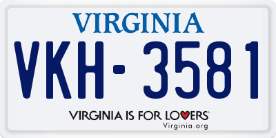 VA license plate VKH3581