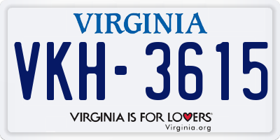 VA license plate VKH3615