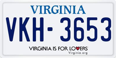 VA license plate VKH3653