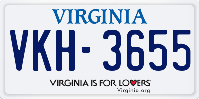 VA license plate VKH3655