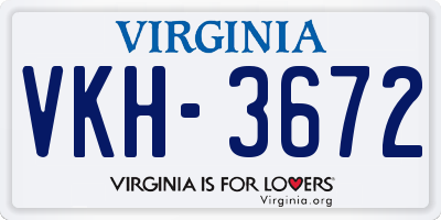 VA license plate VKH3672