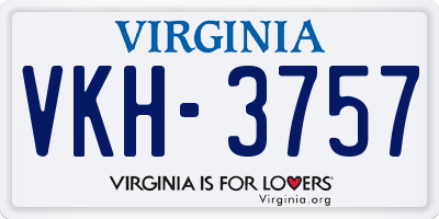 VA license plate VKH3757