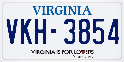 VA license plate VKH3854