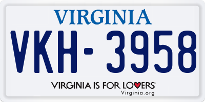 VA license plate VKH3958