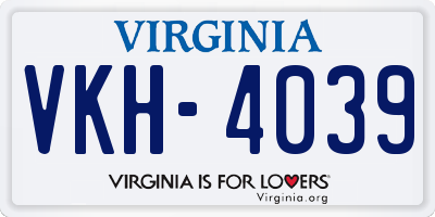 VA license plate VKH4039