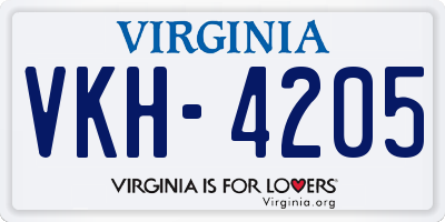 VA license plate VKH4205