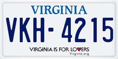 VA license plate VKH4215