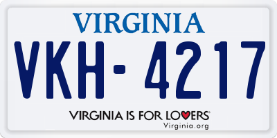 VA license plate VKH4217