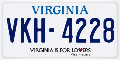 VA license plate VKH4228