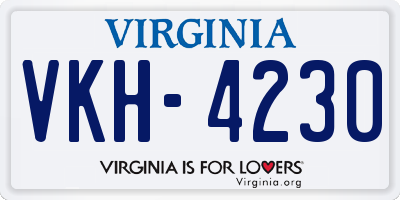 VA license plate VKH4230