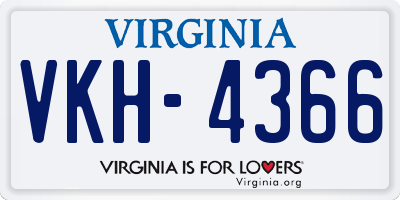 VA license plate VKH4366