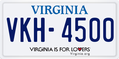 VA license plate VKH4500