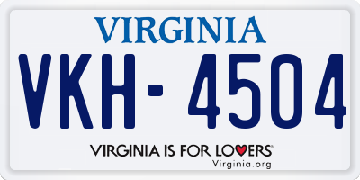 VA license plate VKH4504