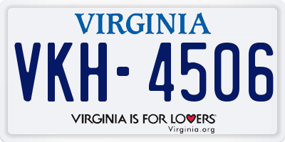 VA license plate VKH4506