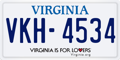 VA license plate VKH4534