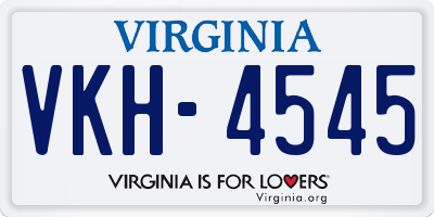 VA license plate VKH4545