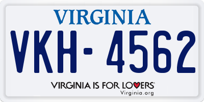 VA license plate VKH4562