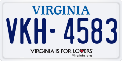 VA license plate VKH4583