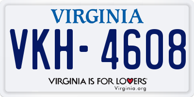 VA license plate VKH4608