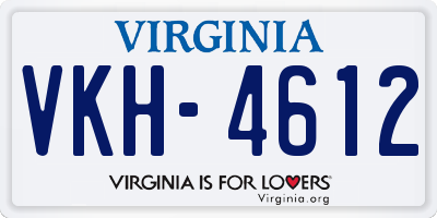 VA license plate VKH4612