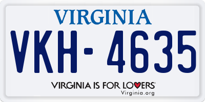 VA license plate VKH4635