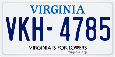 VA license plate VKH4785