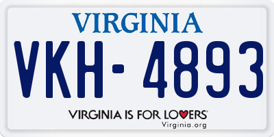 VA license plate VKH4893
