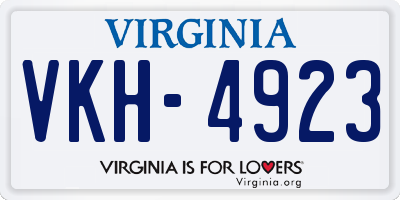 VA license plate VKH4923