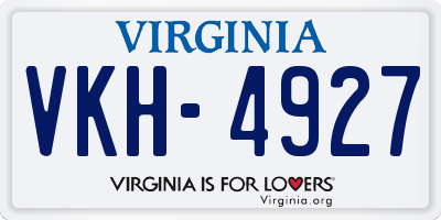 VA license plate VKH4927