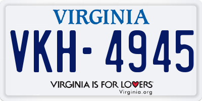VA license plate VKH4945