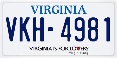 VA license plate VKH4981