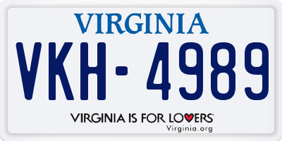 VA license plate VKH4989