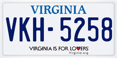 VA license plate VKH5258