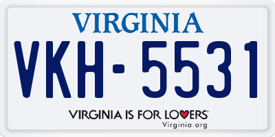 VA license plate VKH5531