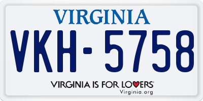 VA license plate VKH5758