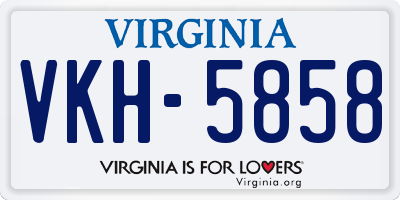 VA license plate VKH5858